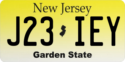 NJ license plate J23IEY