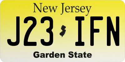 NJ license plate J23IFN