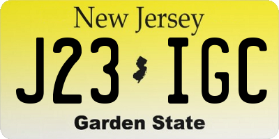 NJ license plate J23IGC