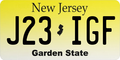 NJ license plate J23IGF