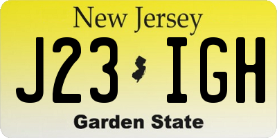 NJ license plate J23IGH