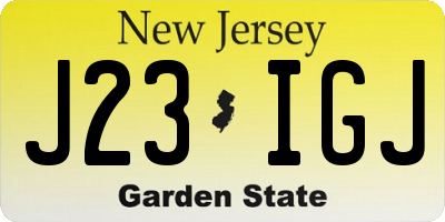 NJ license plate J23IGJ