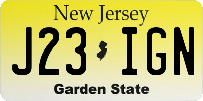 NJ license plate J23IGN
