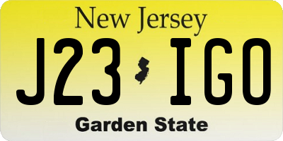 NJ license plate J23IGO