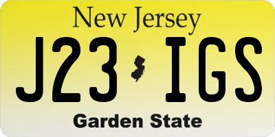 NJ license plate J23IGS