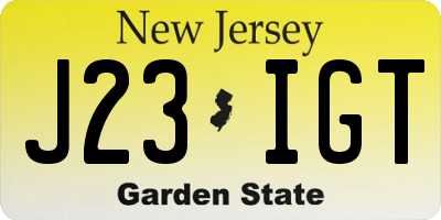 NJ license plate J23IGT