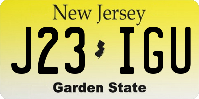 NJ license plate J23IGU
