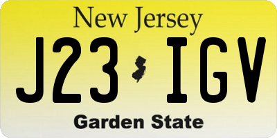 NJ license plate J23IGV