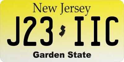 NJ license plate J23IIC