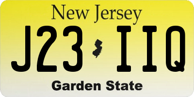 NJ license plate J23IIQ