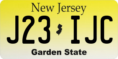 NJ license plate J23IJC