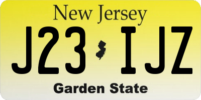 NJ license plate J23IJZ