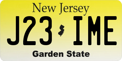 NJ license plate J23IME