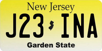 NJ license plate J23INA