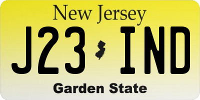 NJ license plate J23IND