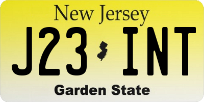 NJ license plate J23INT