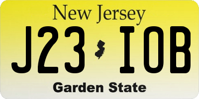 NJ license plate J23IOB