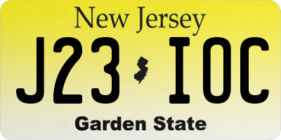 NJ license plate J23IOC