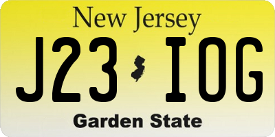 NJ license plate J23IOG