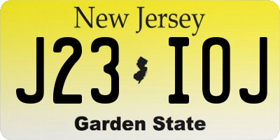 NJ license plate J23IOJ