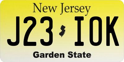 NJ license plate J23IOK
