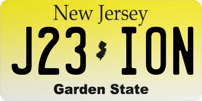 NJ license plate J23ION