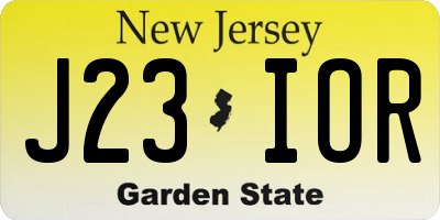NJ license plate J23IOR