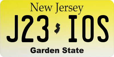 NJ license plate J23IOS