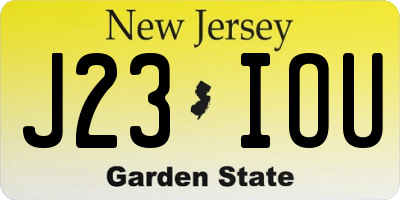 NJ license plate J23IOU