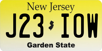 NJ license plate J23IOW