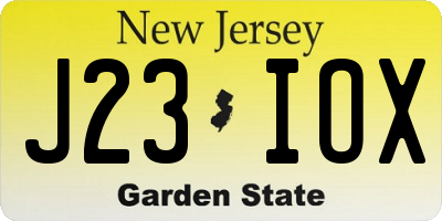 NJ license plate J23IOX