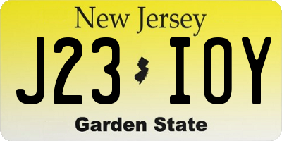 NJ license plate J23IOY