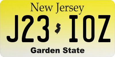 NJ license plate J23IOZ