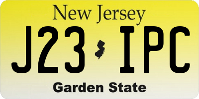 NJ license plate J23IPC