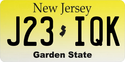 NJ license plate J23IQK