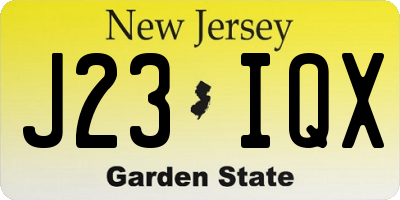 NJ license plate J23IQX