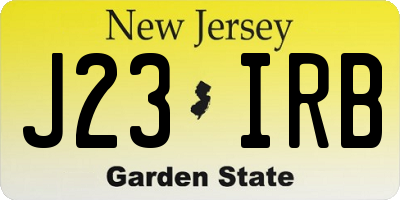 NJ license plate J23IRB