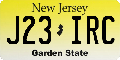 NJ license plate J23IRC