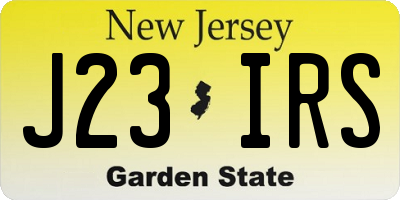 NJ license plate J23IRS