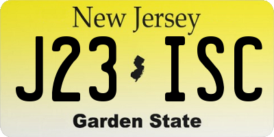 NJ license plate J23ISC