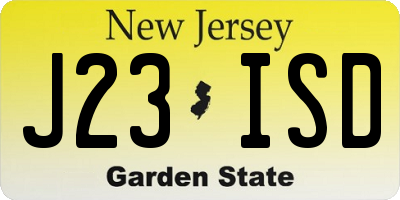NJ license plate J23ISD