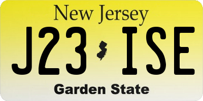 NJ license plate J23ISE
