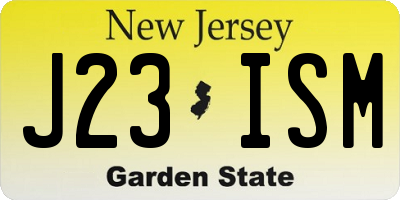 NJ license plate J23ISM