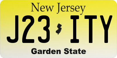 NJ license plate J23ITY