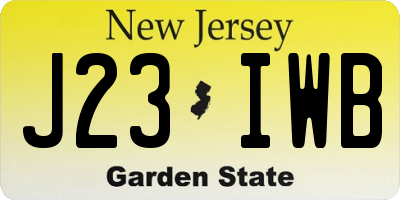NJ license plate J23IWB
