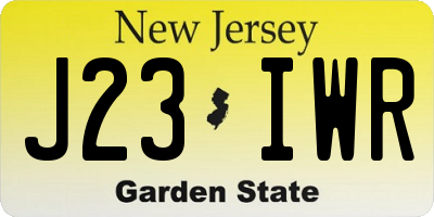 NJ license plate J23IWR