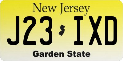 NJ license plate J23IXD