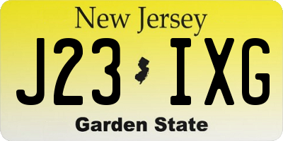 NJ license plate J23IXG