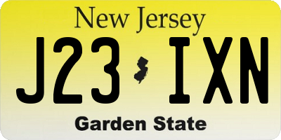 NJ license plate J23IXN