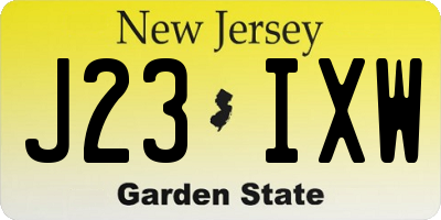 NJ license plate J23IXW
